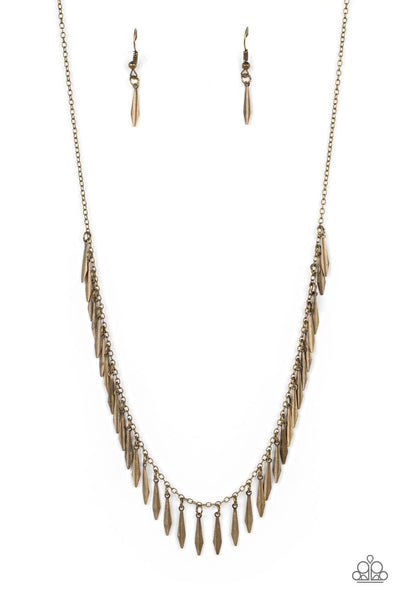 Striking Sheen - Brass Paparazzi Necklace (#2903)