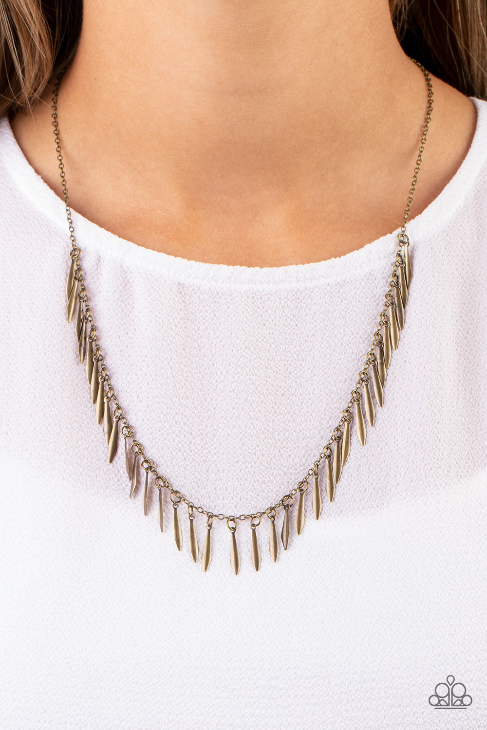 Striking Sheen - Brass Paparazzi Necklace (PZ-2903)
