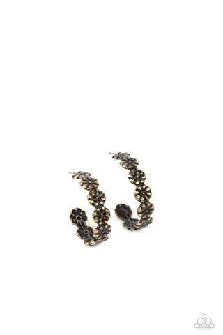 Floral Fad - Brass Paparazzi Earring (#4995)