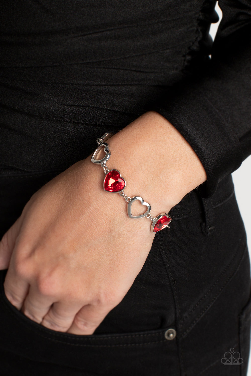 Sentimental Sweethearts - Red Paparazzi Bracelet (PZ-4932)
