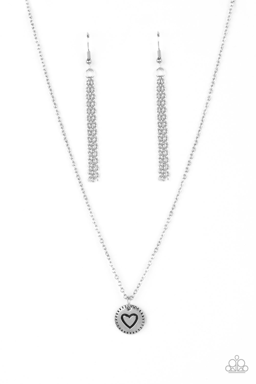 Stamped Sentiment - Silver Paparazzi Necklace (#3430)