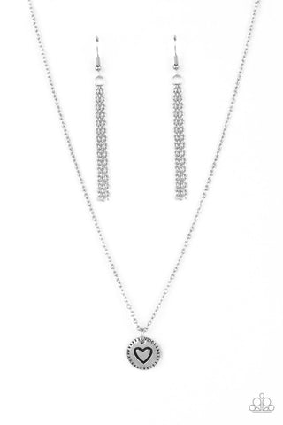 Stamped Sentiment - Silver Paparazzi Necklace (#3430)