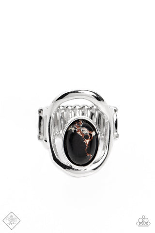 Marble Masterpiece - Black Paparazzi Fashion Fix Ring Dec 2022 (FF088)