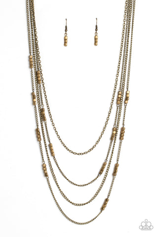 Metallic Monarch - Brass Paparazzi Necklace (#738)