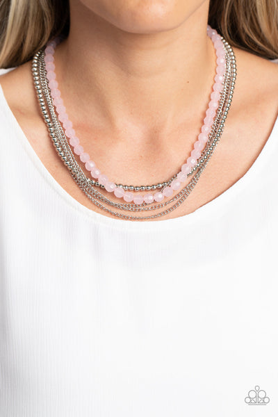 Boardwalk Babe - Pink Paparazzi Necklace (#2333)