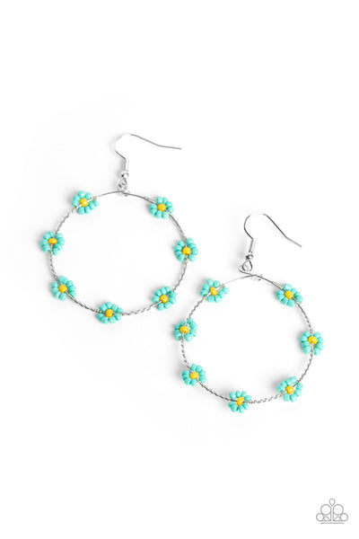 Dainty Daisies - Blue Paparazzi Earring (#5270)