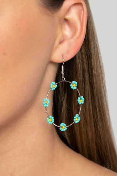 Dainty Daisies - Blue Paparazzi Earring (#5270)