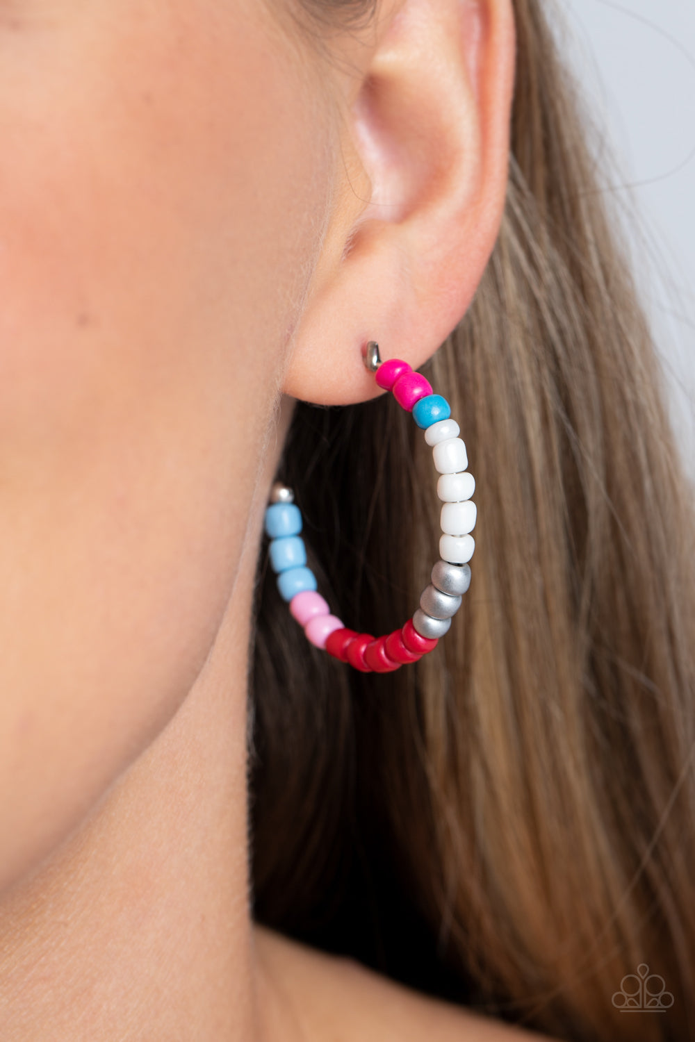 Multicolored Mambo - Pink Multi Paparazzi Earring (#5430)