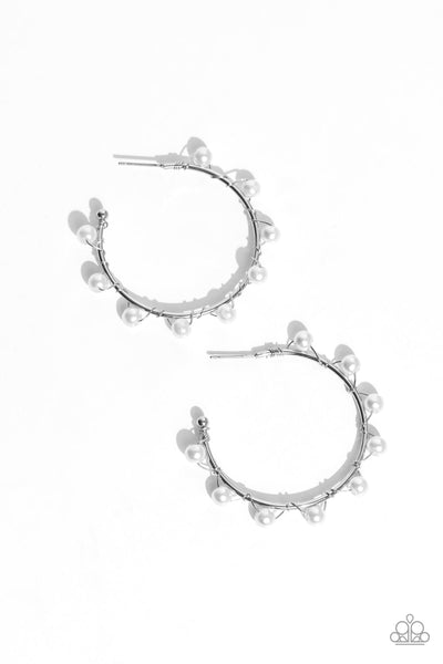 Night at the Gala - White Paparazzi Earring (#2967)