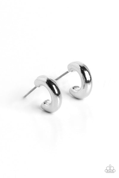 Catwalk Curls - Silver Paparazzi Earring