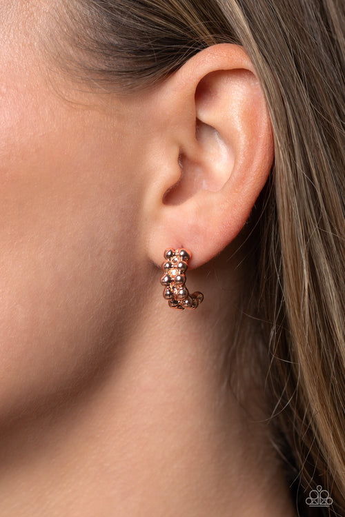 Bubbling Beauty - Copper Paparazzi Earring (PZ-160)