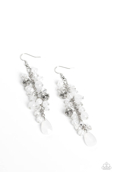 Cheeky Cascade - White Paparazzi Earring (#4948)