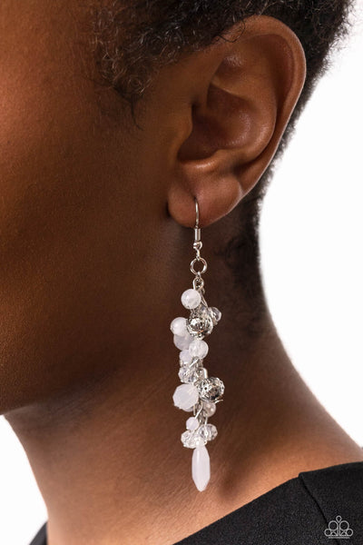 Cheeky Cascade - White Paparazzi Earring (#4948)