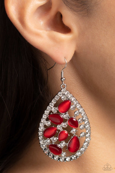 Cats Eye Class - Red Paparazzi Earring