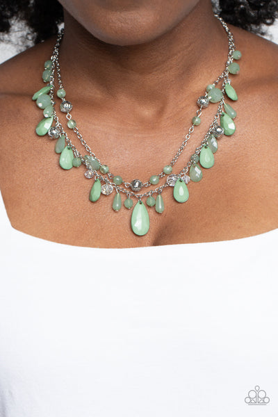 Flirty Flood - Green Paparazzi Necklace (#921)