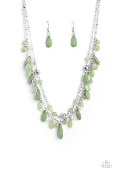 Flirty Flood - Green Paparazzi Necklace (#921)