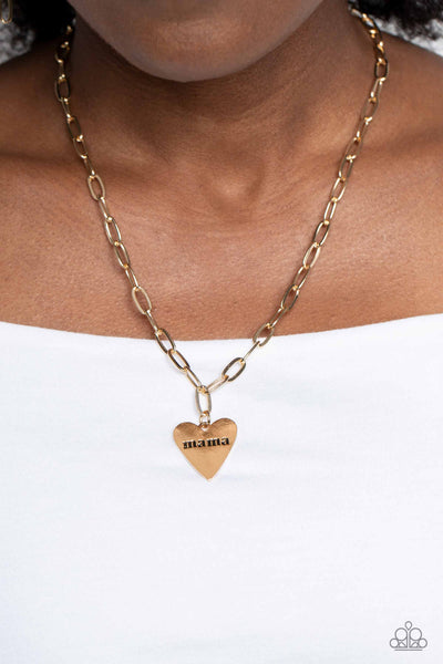 Mama Cant Buy You Love - Gold Paparazzi Necklace (PZ-2291)