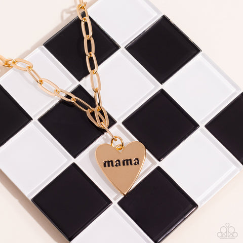 Mama Cant Buy You Love - Gold Paparazzi Necklace (PZ-2291)