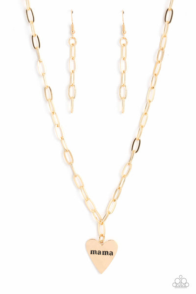 Mama Cant Buy You Love - Gold Paparazzi Necklace (PZ-2291)