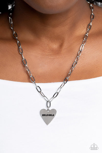 Mama Cant Buy You Love - Silver Paparazzi Necklace (#3369)