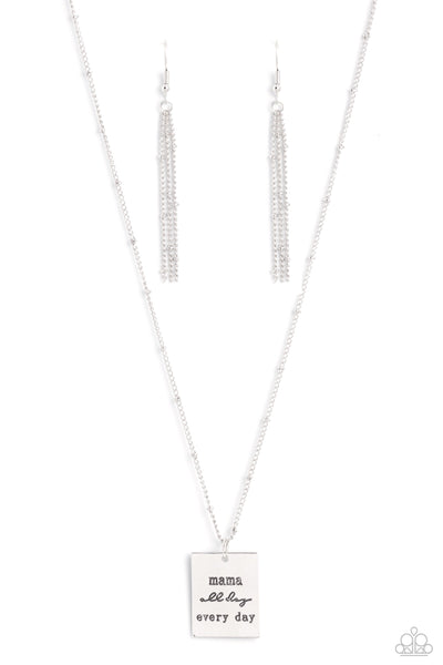 Mama MVP - Silver Paparazzi Necklace (#5337)