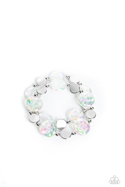 Discus Throw - White Paparazzi Bracelet (#5261)