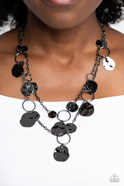 Hammered Horizons - Black Paparazzi Necklace (#1263)