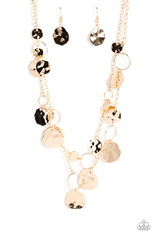 Hammered Horizons - Gold Paparazzi Necklace