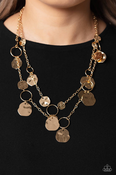 Hammered Horizons - Gold Paparazzi Necklace