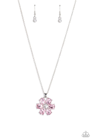 Fancy Flower Girl - Pink Paparazzi Necklace (#2271)
