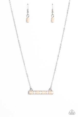 Barred Bohemian - White Paparazzi Necklace (#1569)