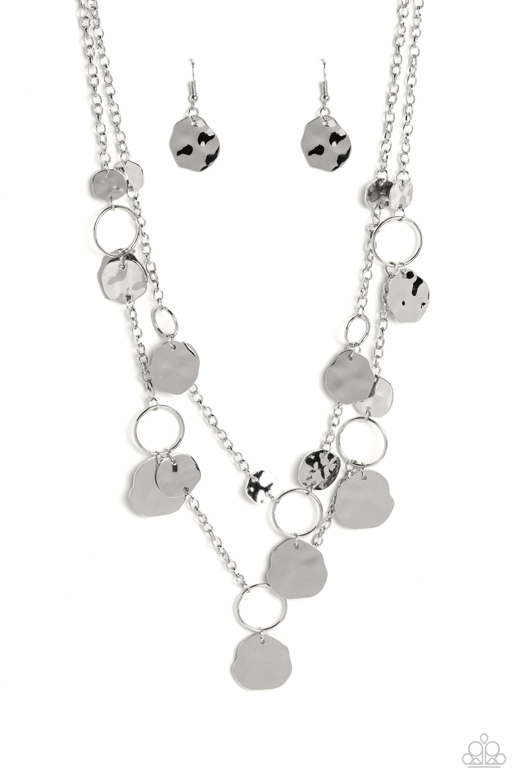 Hammered Horizons - Silver Paparazzi Necklace (PZ-2245)