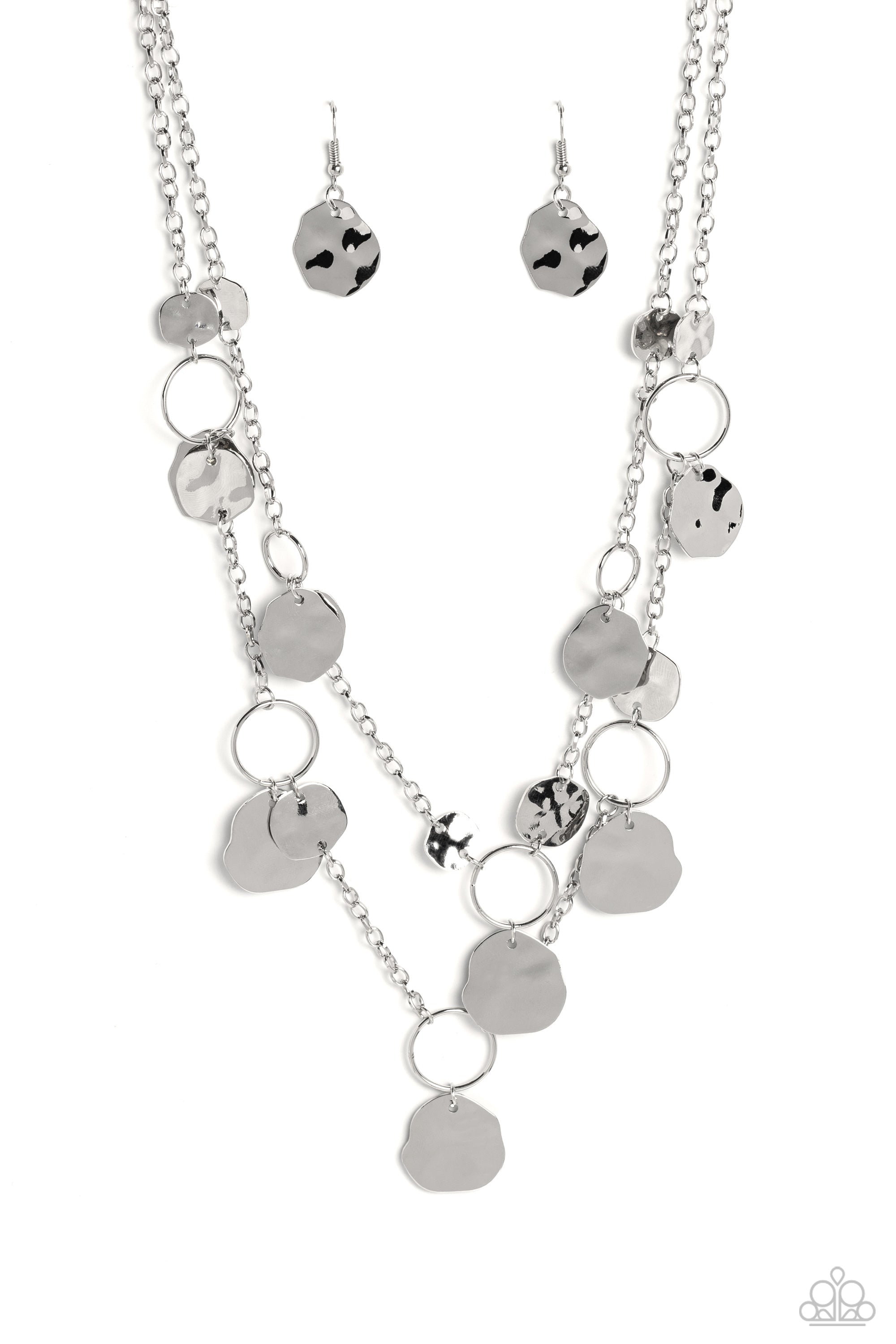 Hammered Horizons - Silver Paparazzi Necklace (PZ-2245)