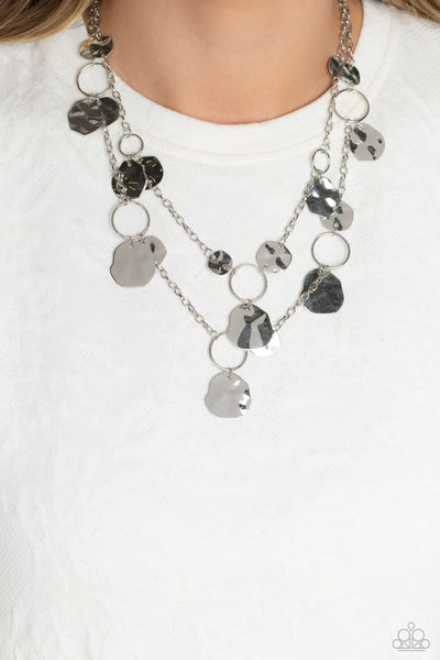 Hammered Horizons - Silver Paparazzi Necklace (2245)