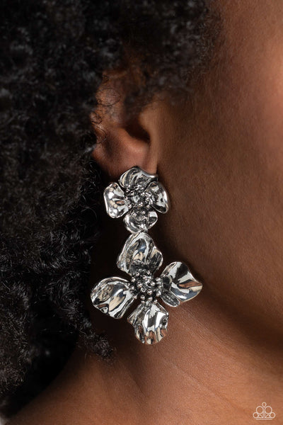 Gilded Grace - Silver Paparazzi Earring (#1268)