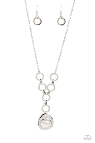Get OVAL It - White Paparazzi Necklace (#5566)