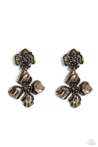 Gilded Grace - Brass Paparazzi Earring (#5486)