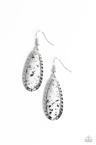 TEARDROP-Dead Dynasty - White Paparazzi Earring (#5485)