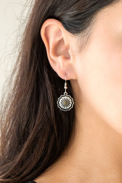 Badlands Buttercup - Silver-Paparazzi Earrings (#898)
