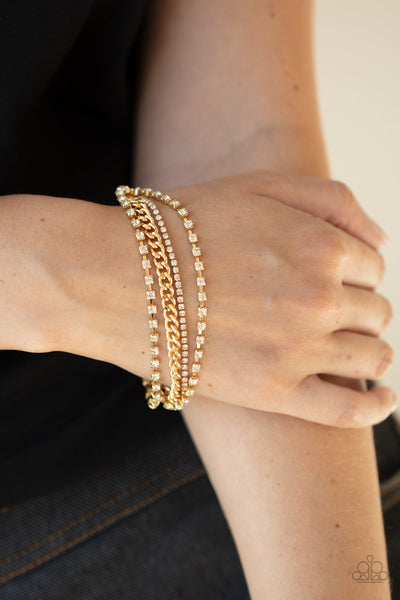 Brilliantly Beaming - Gold Paparazzi Bracelet