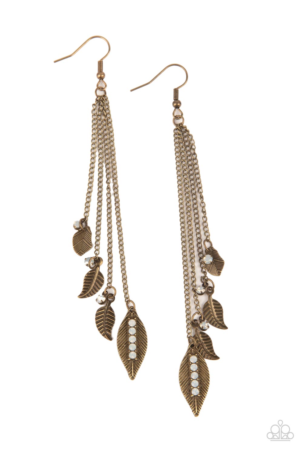 Chiming Leaflets - Brass Paparazzi Earrings (PZ-1043)