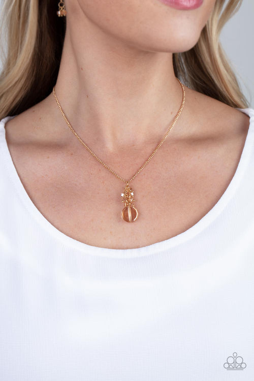Clustered Candescence - Gold Paparazzi Necklace (#4394)