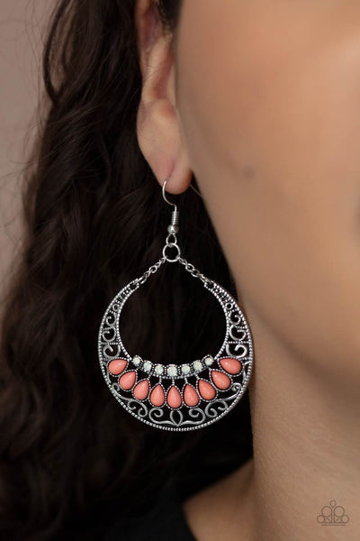 Crescent Couture - Orange Paparazzi Earrings