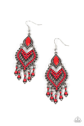 Dearly Debonair - Red Paparazzi Earrings (#4773)