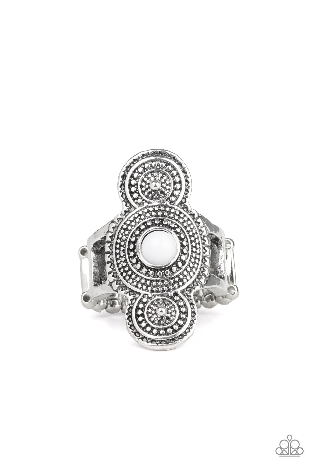 Paparazzi Thick Flex Back Ring - Desert Mandalas - White (R001)