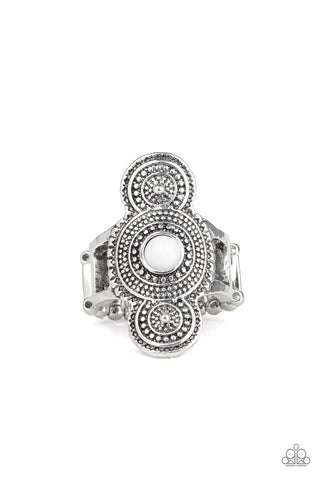 Paparazzi Thick Flex Back Ring - Desert Mandalas - White (R001)