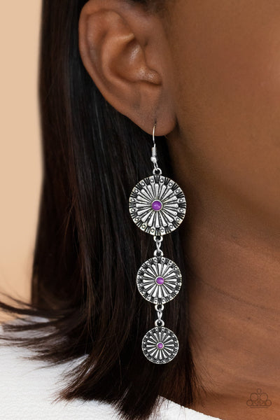 Festively Floral - Purple Paparazzi Earrings (PZ-849)