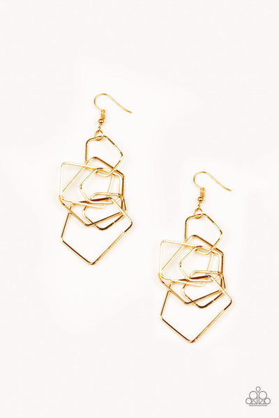 Paparazzi Earrings - Five-Sided Fabulous - Gold (PZ-1078)