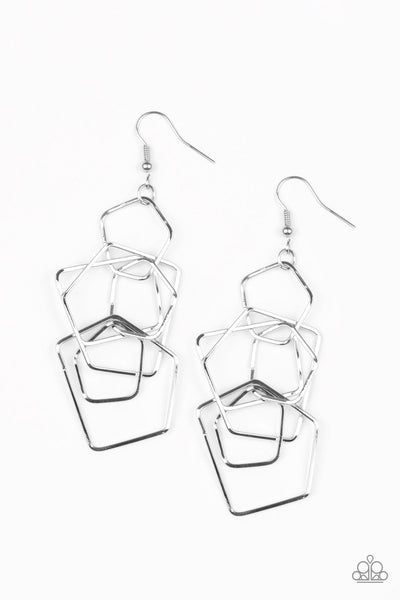 Five-Sided Fabulous - Silver-Paparazzi Earrings (#1232)