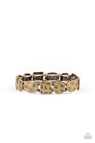 Hammered Harmony - Brass - Paparazzi Bracelet (PZ-830)